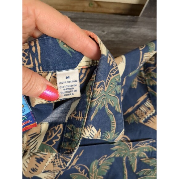 Vintage 90s Reyn Spooner Joe Kealoha's SS Hawaiian Shirt Med MISSING BUTTON wear - Picture 11 of 11